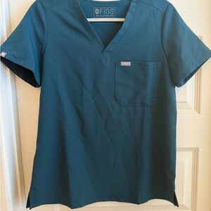 Figs Women's Teal Short Sleeve Scrub Top